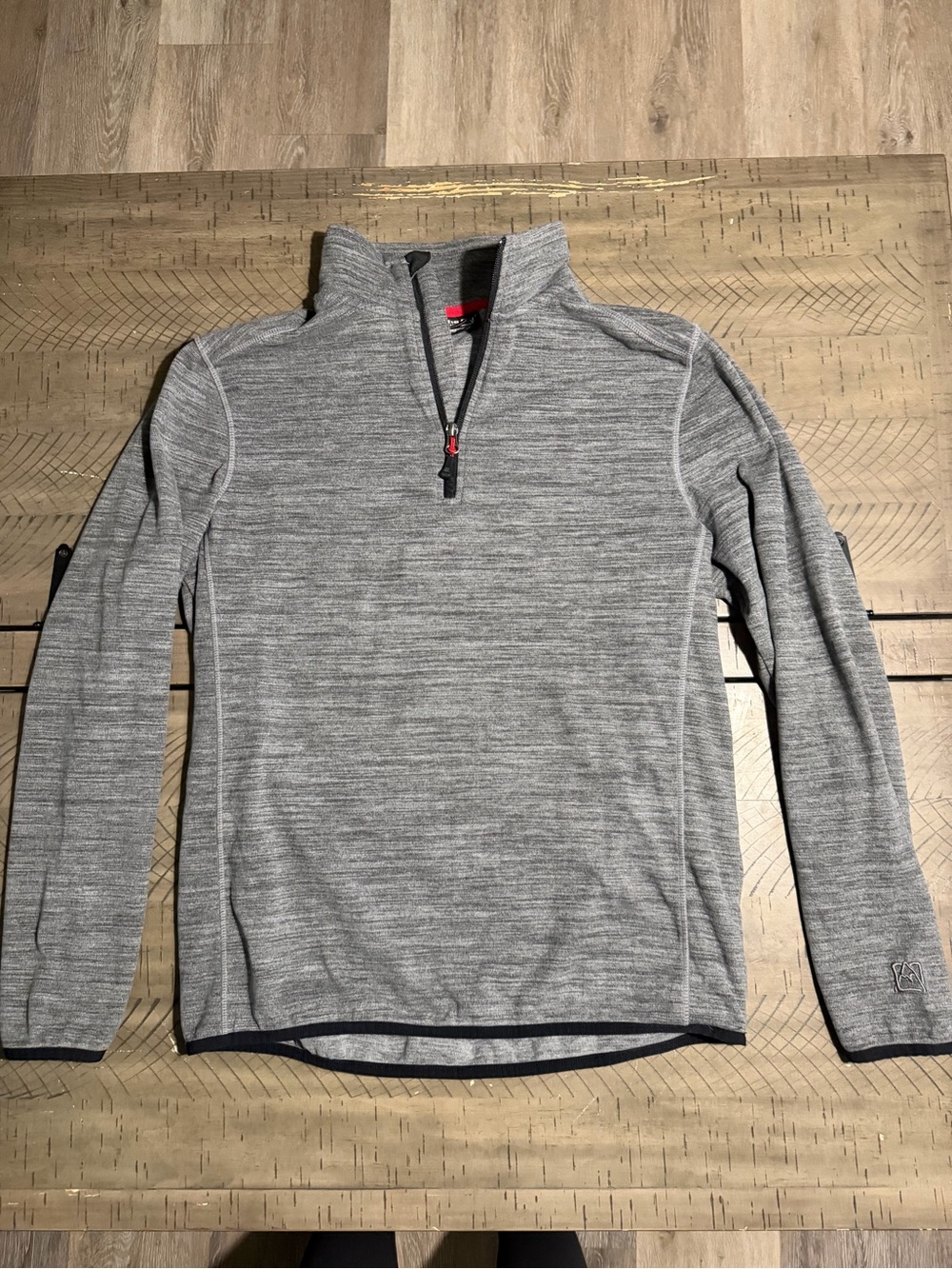 Avalanche Gray Heather Pullover with Black Trim and Red Accent